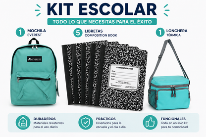 Kit de bulto, libretas y lonchera